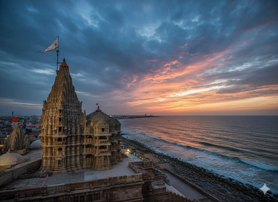 Dwarkadhish Temple at sunset
